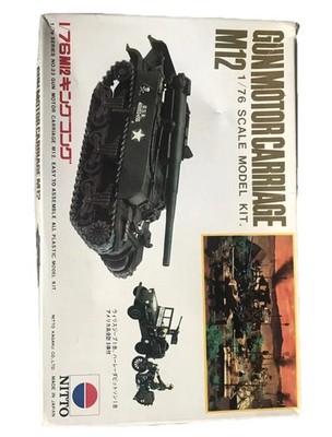Vintage Nitto 1/76 Scale - Gun Motor Carriage M12 Plastic Model Kit 593-250