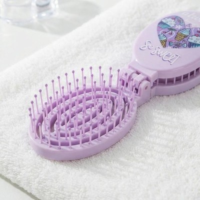 Folding Hair Comb 2-in-1 Brush Portable With Mirror Soft Bristles For Men Women