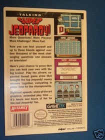 SUPER JEOPARDY  NES 8 Bit Nintendo Vidpro Card