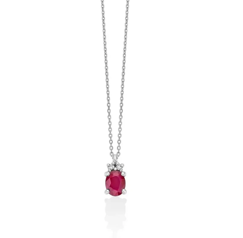 Collana con pendente di cerchi intrecciati con diamanti in oro bianco 9 carati