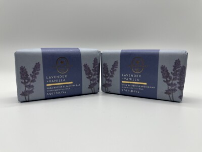 2 Pack Bath & Body Works Shea Butter Cleansing Bar LAVENDER VANILLA 5 oz Sealed