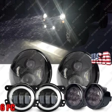 Combo 7" Round Led Headlights Fog Lamps Turn 6pc for Jeep Wrangler JK 2007-2018