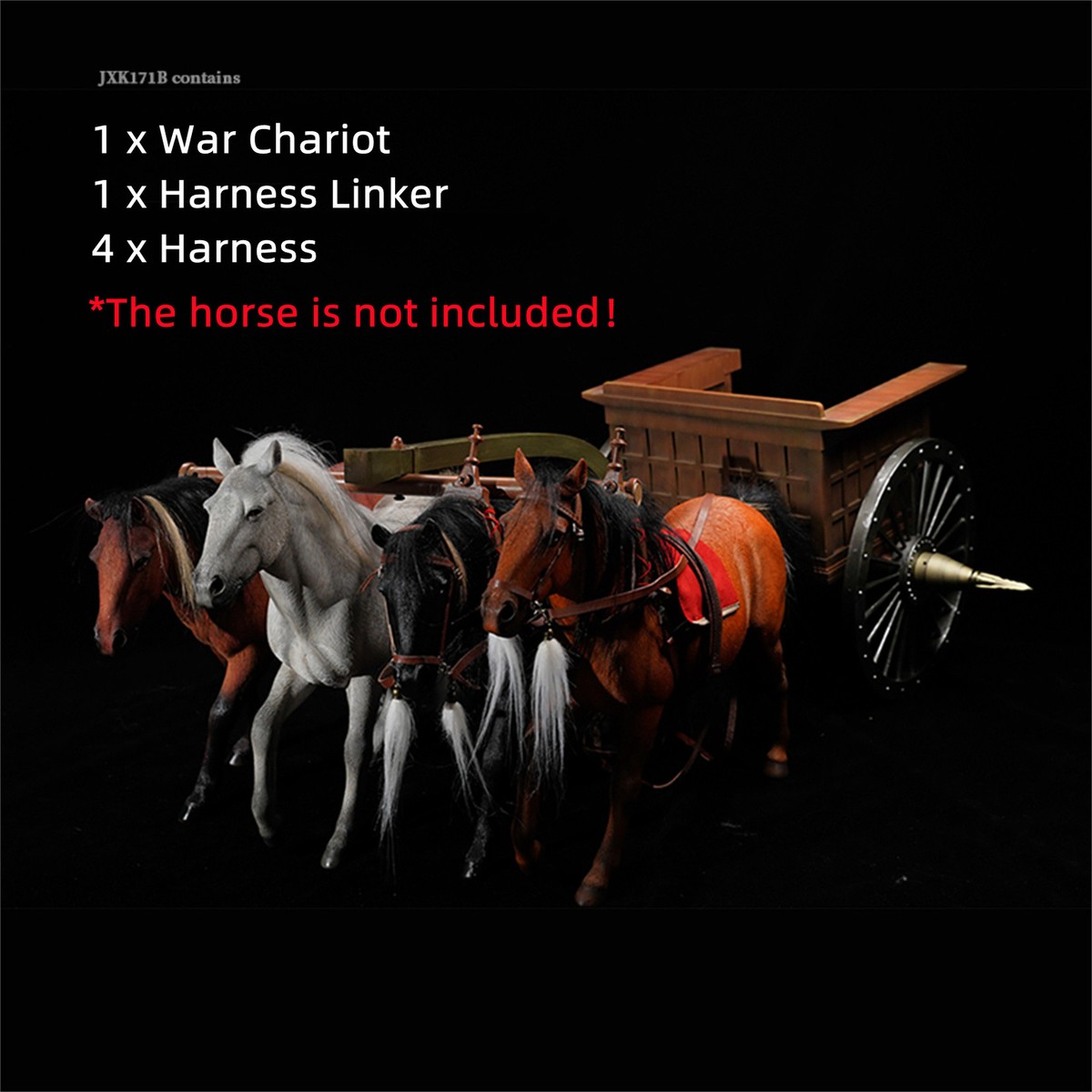 JXK 1/6 Warring States War Chariot Model Horse Soldier Accessory