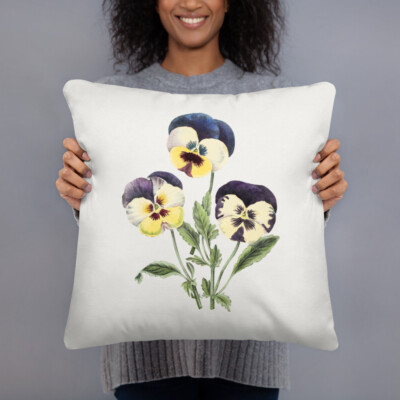 Purple Pansy Home Decor Floral Throw Basic Pillow Pansies Flowers Botanical