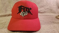 Fox Racing Fitted Hat osfm Fitted Flexfit Red w/ Black Logo Cap youth