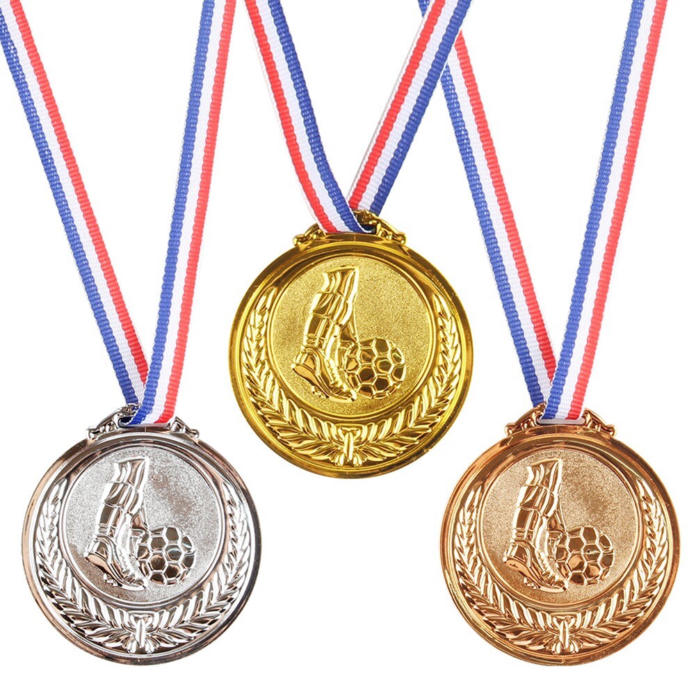 3 Medaillen, Gold, Silber, Bronze, Siegermedaille mit Band 1. 2. 3