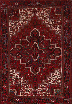 Vegetable Dye Geometric Heriiz Room Size Area Rug Wool Hand-made Carpet 8x10
