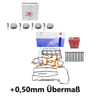 4x Kolben +0,50mm Übermaß+Dichtsatz für Opel 1,4 A14NET A14NEL 130035002121 Ø73,