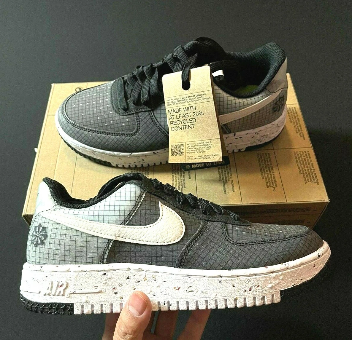 Nike Air Force 1 Crater Men s 6.5 Women s 8 White Black Gray AF1 DH2521 001 NEW