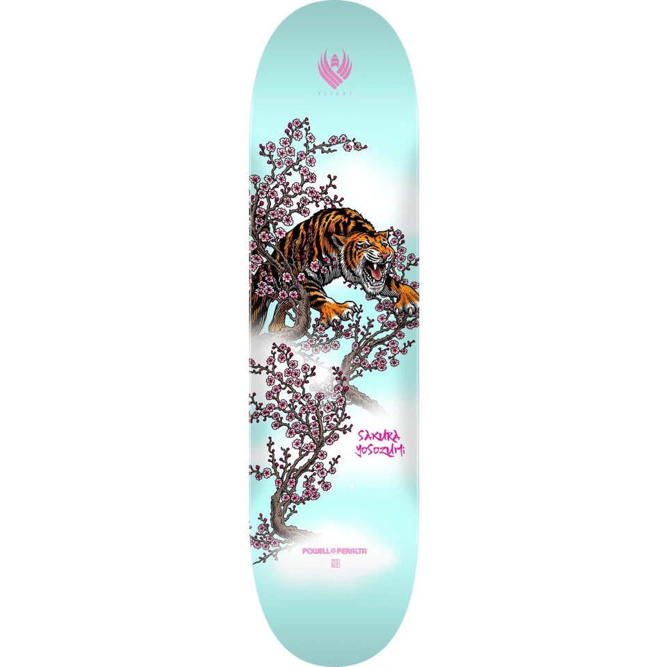 Powell Peralta Pro Yosozumi Samurai Tiger Flight Skateboard Deck - 8.25" Lt Blue