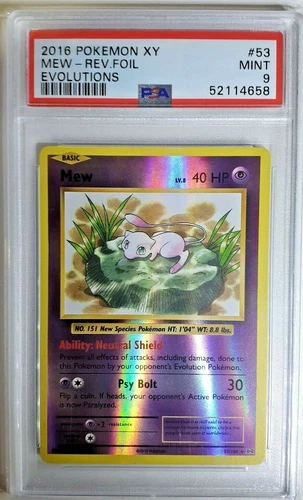 2016 Pokemon Mew 53/108 Reverse Foil XY Evolutions - PSA 9 Mint
