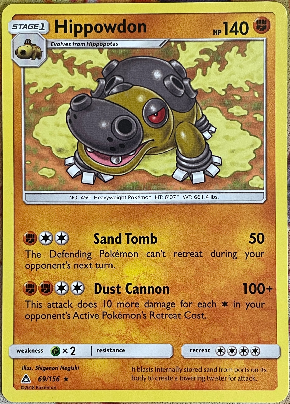 Hippowdon Rare - 69/156 - Ultra Prism Pokemon 2018