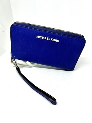 MICHAEL KORS Blue Leather Jet Set Travel Wallet | eBay