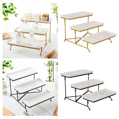 3 Tier Rectangular Serving Platter Stand Set, Party Display Set for ...
