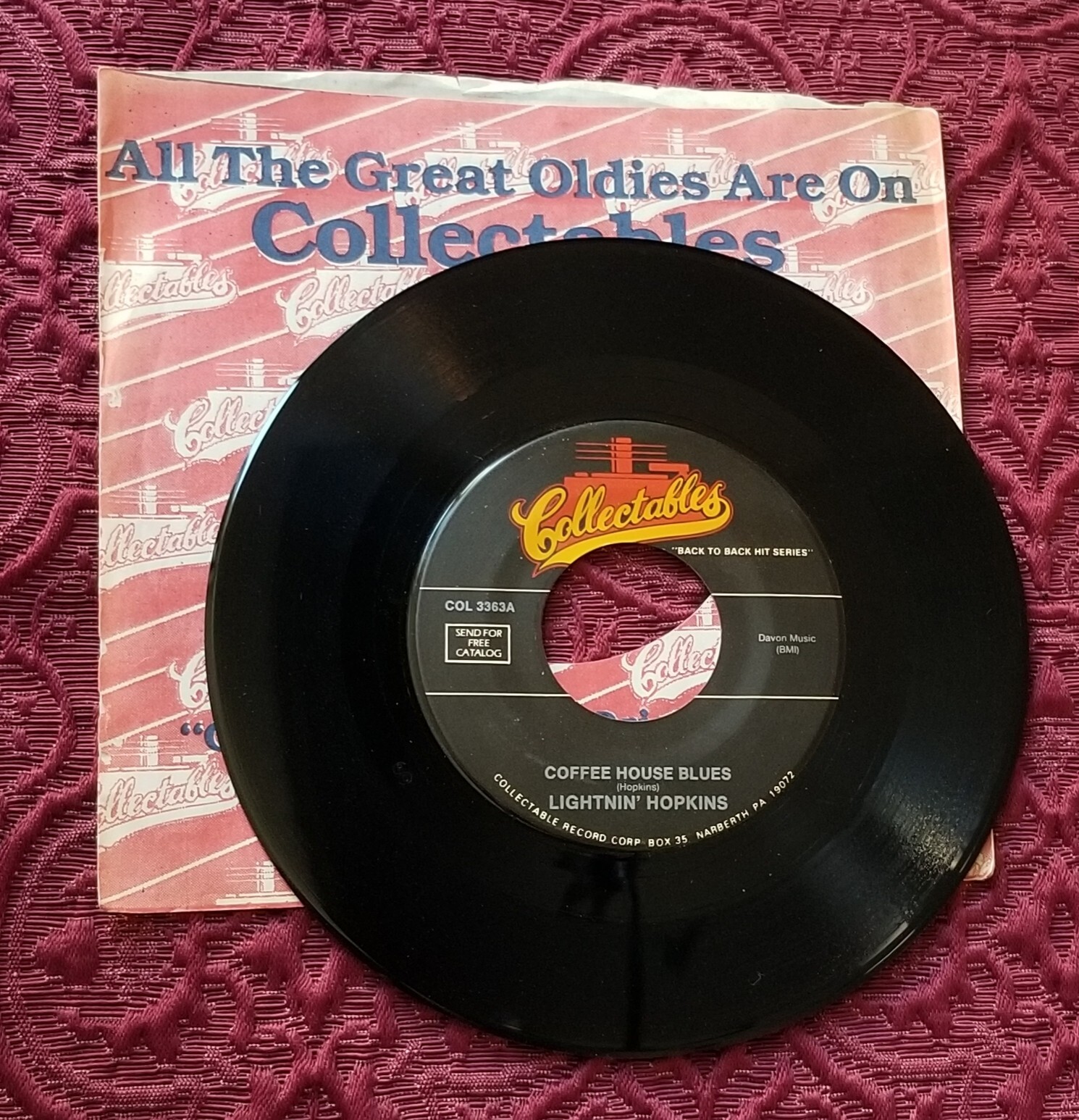 LIGHTNIN' HOPKINS Coffee House Blues / Blues For Gamblers 45rpm