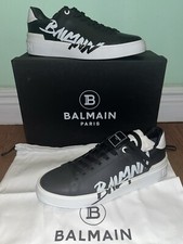 NIB $775 Balmain B Court Leather Logo Print S...
