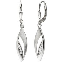 OhrhäNger Ohrringe Boutons Brisur Zirkonia Spitzoval Teilmattiert 925 Silber