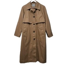 Everlane Trench Coat Womens Small S Camel Brown Cotton The Long Mac Button Front