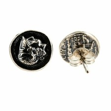 Orecchini Atena Dea della Saggezza Replica Moneta Greca Mitologia Rustica