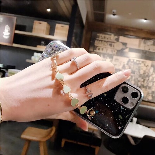Bling Sparkly Glitter Sequin TPU Clear Phone Case w/ Love Heart Strap for OPPO O - Picture 3 of 17