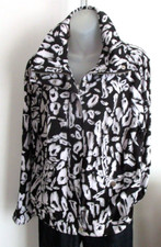 Zenergy by Chico's Women Zip Jacket Black  White Animal Print Size 1  8 / 10