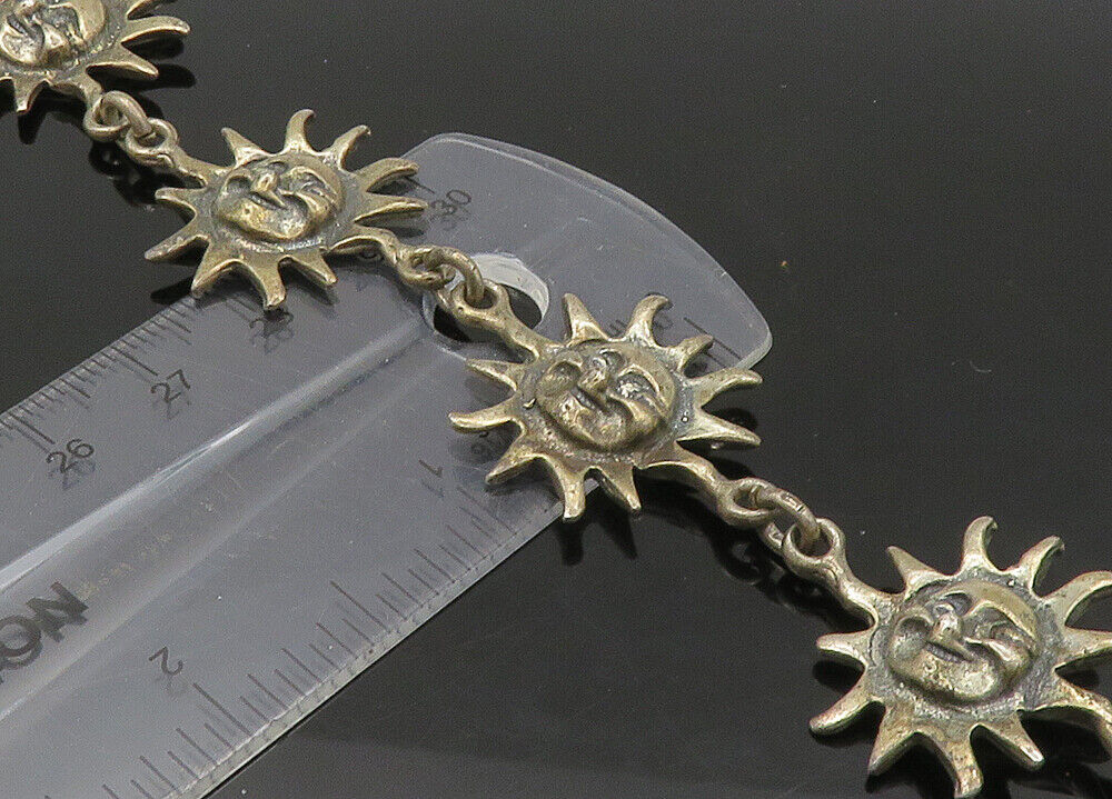 MEXICO 925 Sterling Silver Vintage Dark Tone Sun Face Chain MEXICO 925 Sterling Silver Vintage Dark Tone Sun Face Chain