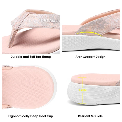 Women Arch Support Flip Flops Thong Sandals Outdoor Walking Beach Sandals - Picture 28 of 29