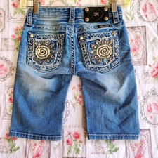 Miss Me Girls 8 Denim Bermuda Shorts Embellished Pockets Blue Jeans JK7513M