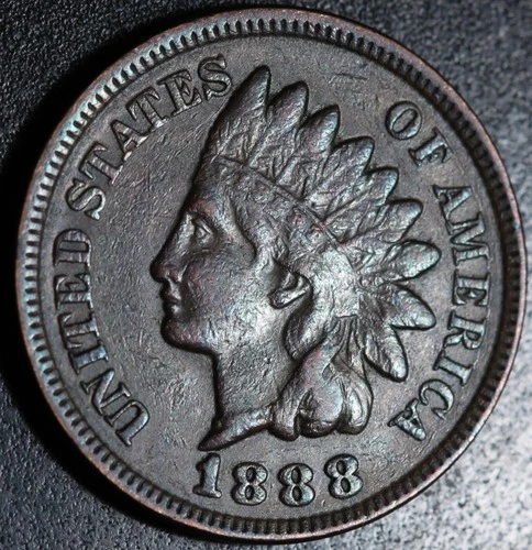 1888 INDIAN HEAD CENT - With LIBERTY & DIAMONDS - XF EF Details