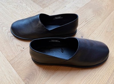 COS leather upper rubber sole black slip on loafer men shoes, size 42 EU/8 UK