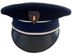 VINTAGE FRENCH NATIONAL POLICE OFFICER GENDARMERIE OBSOLETE UNIFORM VISOR CAP SM