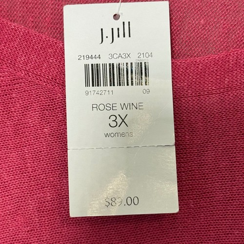 NWT J Jill Women's 3X Rosewine pink Sheer Top Tunic Lightweight Linen Blend SEE - Picture 4 of 7