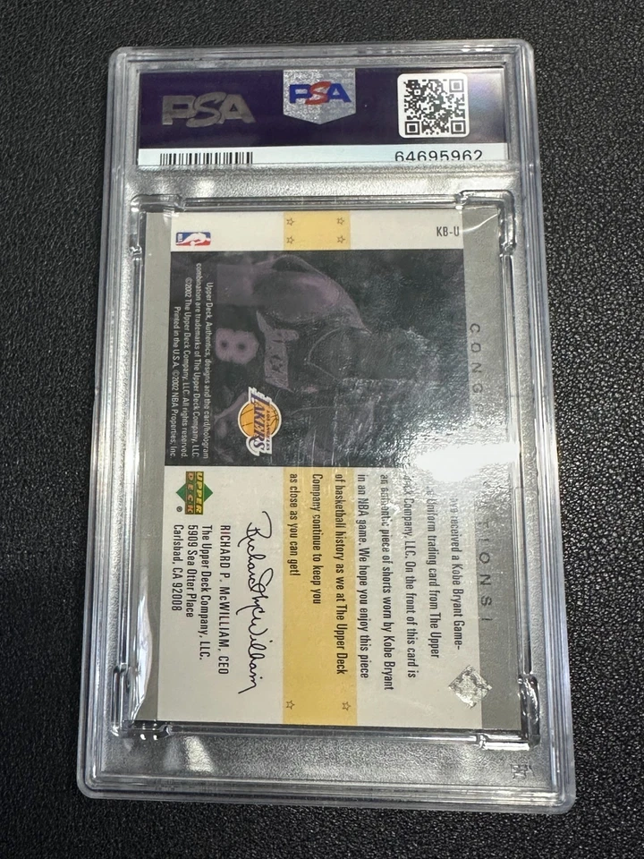 2002 UD Authentics KOBE BRYANT Uniform Greatness Patch Jersey #KB-U PSA 7 - Image 2 of 3