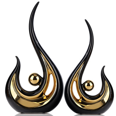 Xmgzq 2Pcs Black And Gold Modern Abstract Art Statue Table Decorationelegantes