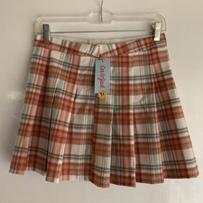 Cat Jack Girl s Pleated Skirt Size L 10/12 Multicolor Plaid NWT