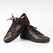 Grandi scarpe da ginnastica Testoni marrone $2750 in pelle di coccodrillo 9UK / 10US / 43EU