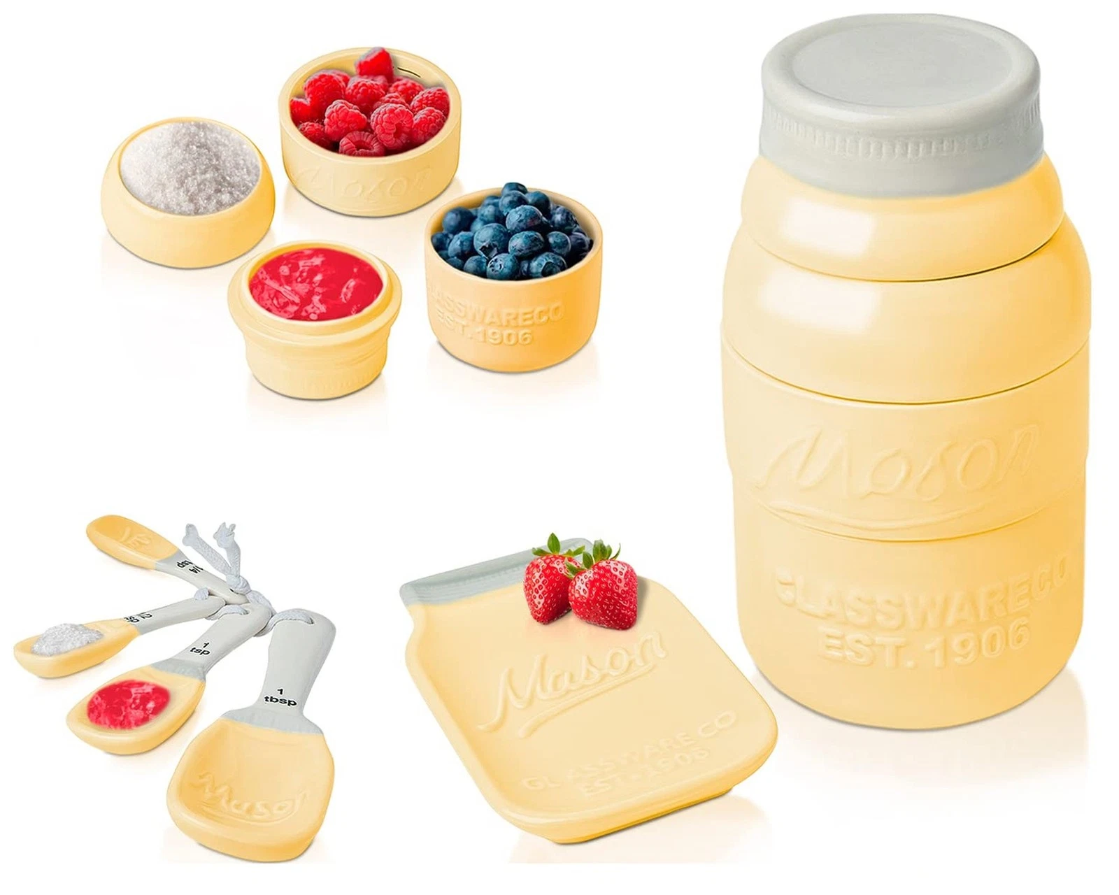 Vintage Mason Jar Kitchenware Set by Comfify - Multi-Piece Kitchen Ceramic De...