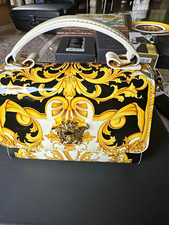 Versace borsa donna con manici barocco nero/bianco/oro