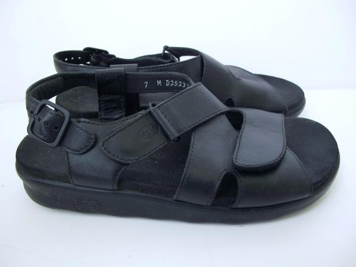 SAS Huggy Kreuzriemen-Sandalen 7M Komfort schwarz Leder Klettverschluss - Bild 8 von 14