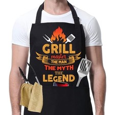 Funny Grilling Apron for Men - BBQ Grill Master Apron Grill Apron Adjustable