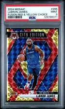 2024-25 Lebron James SSP 5/75 Mosaic Choice City Edition Red Yellow Prizm PSA 9