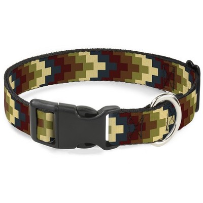 Plastic Clip Collar Geometric4 Tan/Blue/Wine/Brown/Olive WIDE-Medium (US IMPORT)