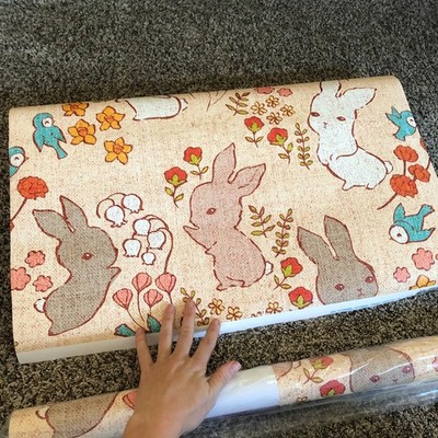 2 Rolls Spoonflower Peel Stick Wallpaper in Vintage Bunnies by ceciliamok 2x6