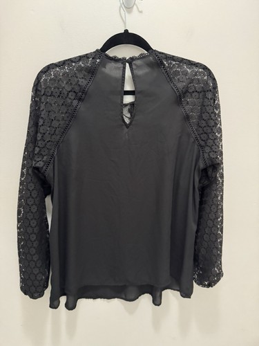 Torrid Georgette Lace Mix Long Sleeve Black Yoke Top Size 00 - Bild 5 von 8
