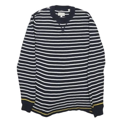 JACK WILLS Pull Col Rond Homme Bleu Marine Blanc Rayé Coton S - Photo 1/4