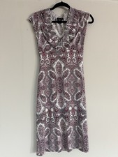 BCBGMaxAzria Pink and White Paisley V‑Neck Midi Dress