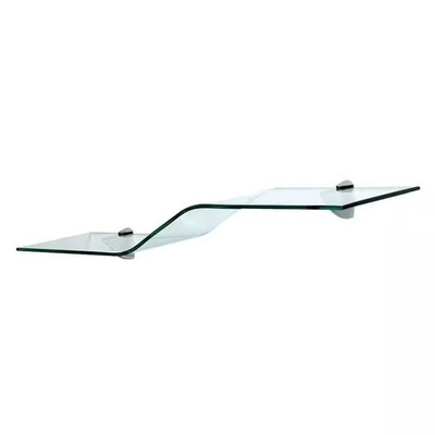 Wallscapes Shelf Waved Shaped Wall Brackets Kit Clear Glass 40'' W x 5/16'' H