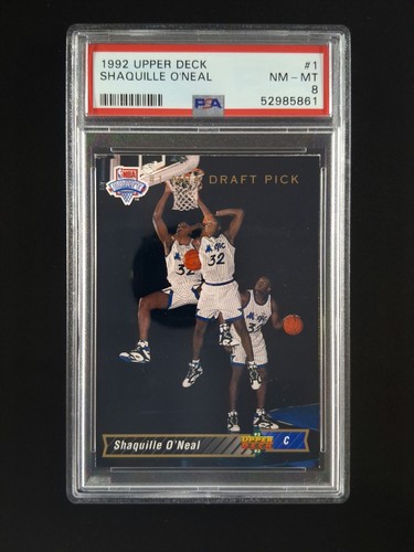 1992-93 Upper Deck SHAQUILLE O'NEAL Rookie RC #1 NBA Draft Pick Magic #1 PSA 8