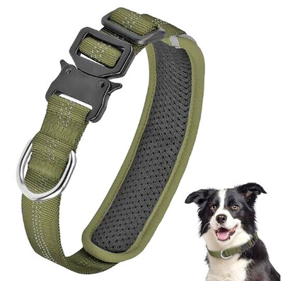 Reflective Dog Collar Heavy Duty Soft air mesh padded Durable, Metal buckle M