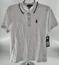 U.S Polo Assn Polo Shirt Size XL 14/16 White Navy Stripe Collared Boys NEW